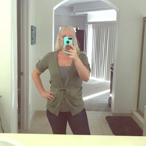 Gap olive green belted cardigan